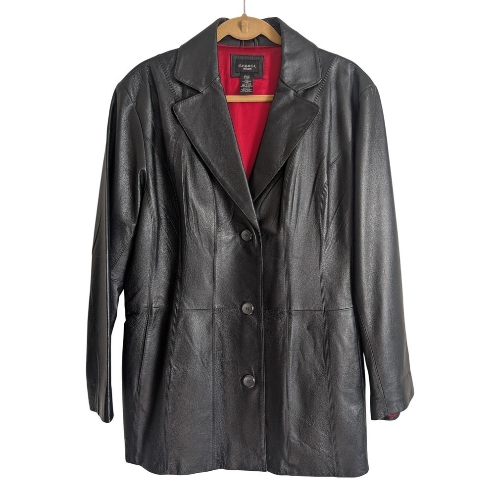 George Vintage 90s Grunge Vampy Fitted Patina Black Leather Jacket